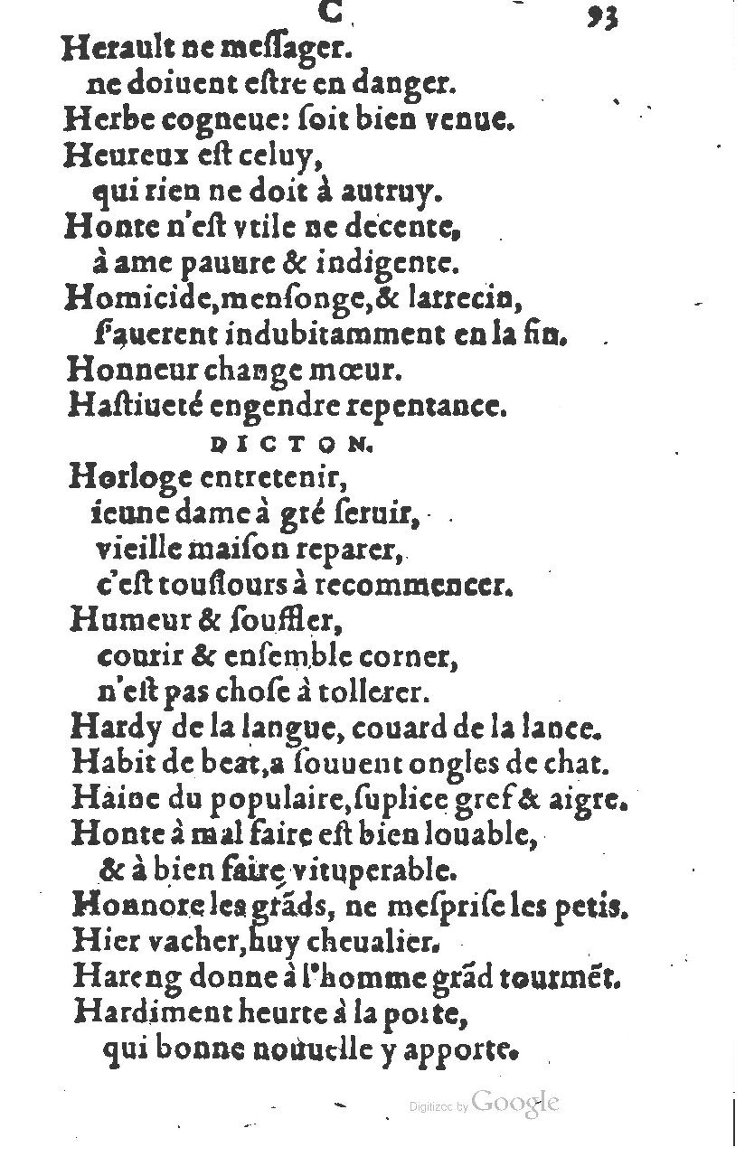 1581 - Nicolas Bonfons  - Trésor des sentences dorées - Princeton