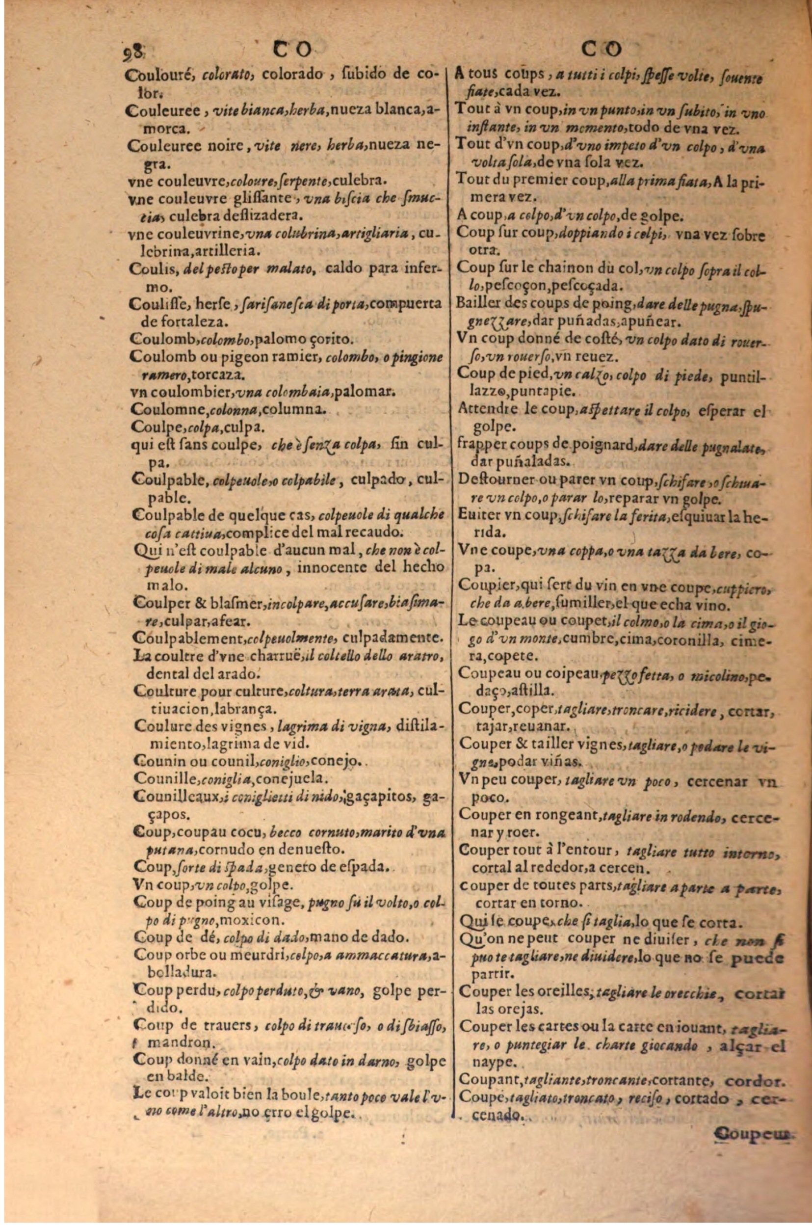 1616 - Pierre de la Rovière - Trésor des trois langues (Seconde partie) - BSB Munich