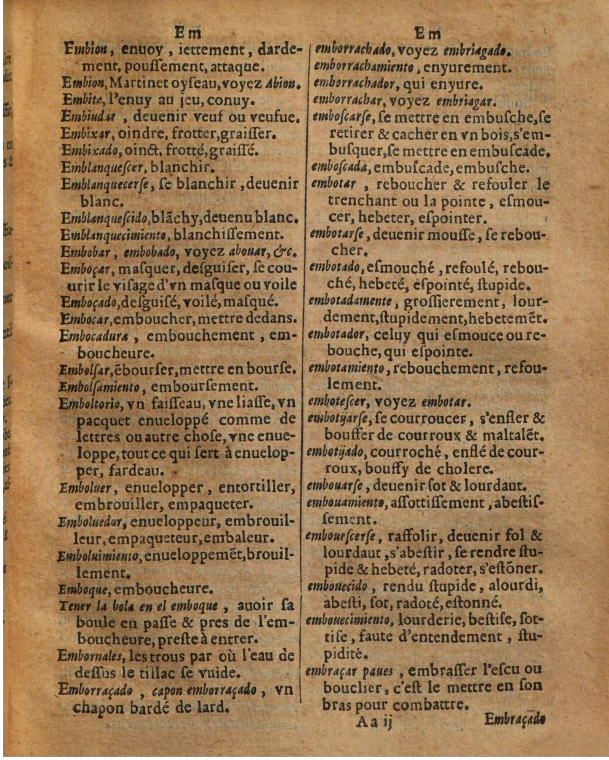 1625 - Hubert Antoine - Trésor des deux langues espagnole et française - Augsbourg