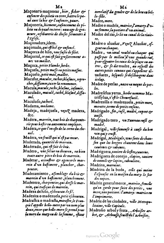 1621 - Adrian Tiffaine - Trésor des deux langues espagnole et française - BM Lyon