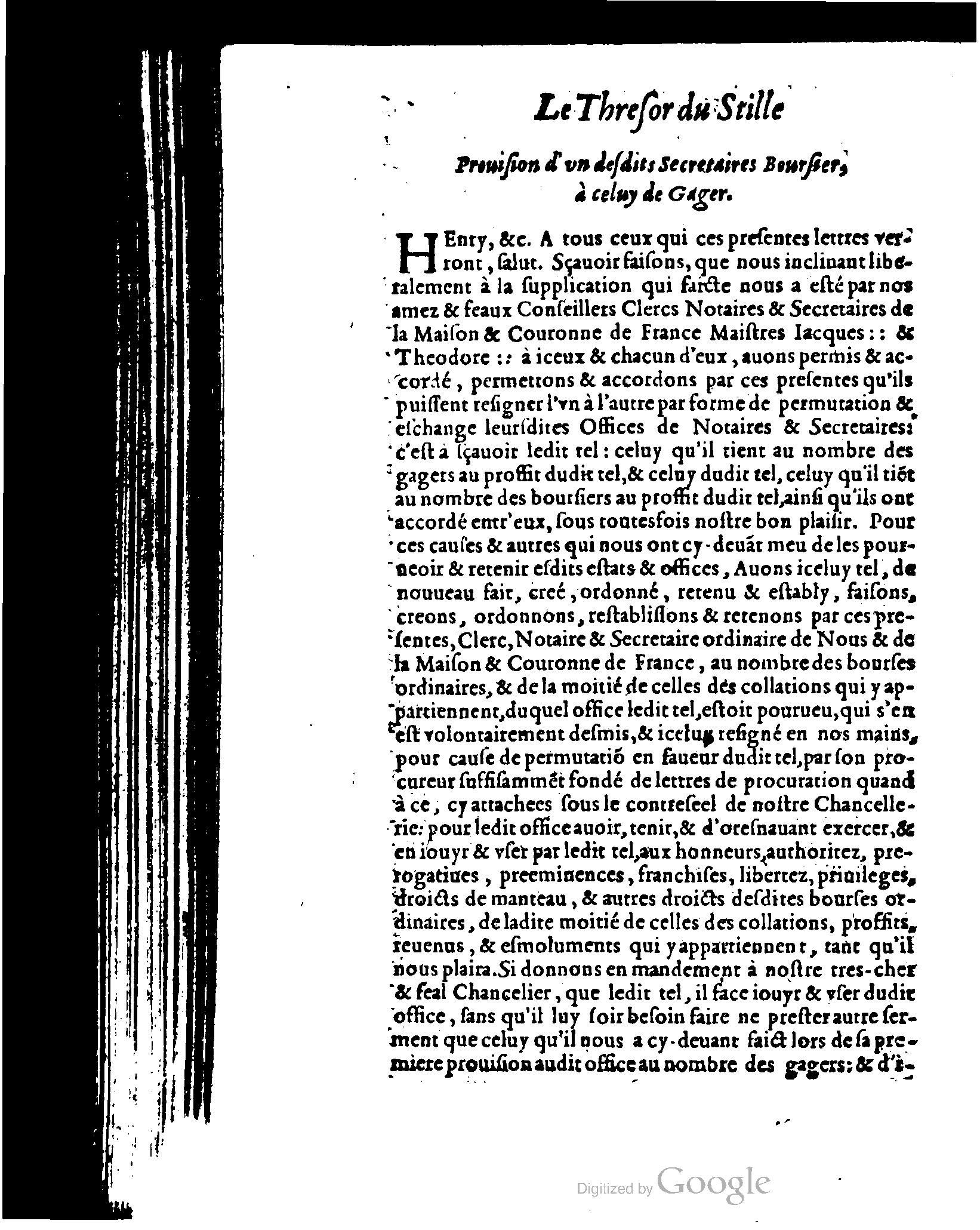 1614 - Jean Richer - Trésor du nouveau style et protocole de la chancellerie de France - BSB Munich