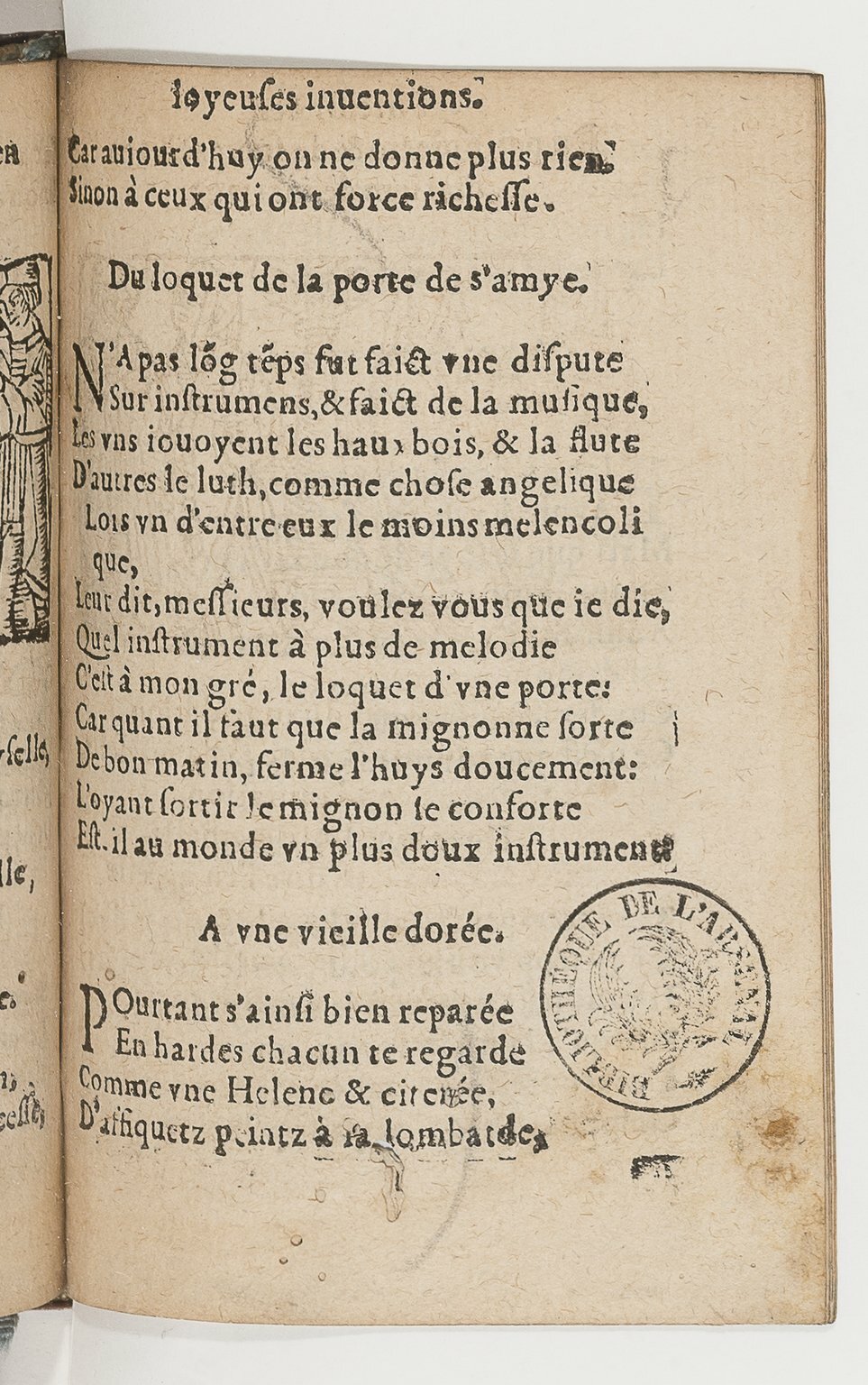 1568c. - Veuve Jean Bonfons - Trésor des joyeuses inventions du parangon de poésies - BnF Arsenal