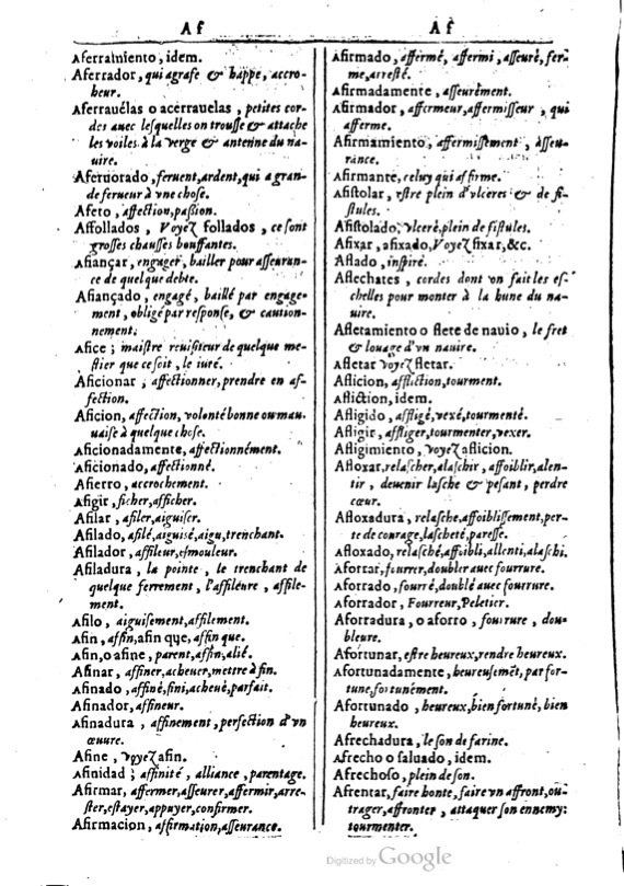 1616 - Veuve Marc Orry - Trésor des deux langues espagnole et française (Première et Seconde parties) - BM Lyon