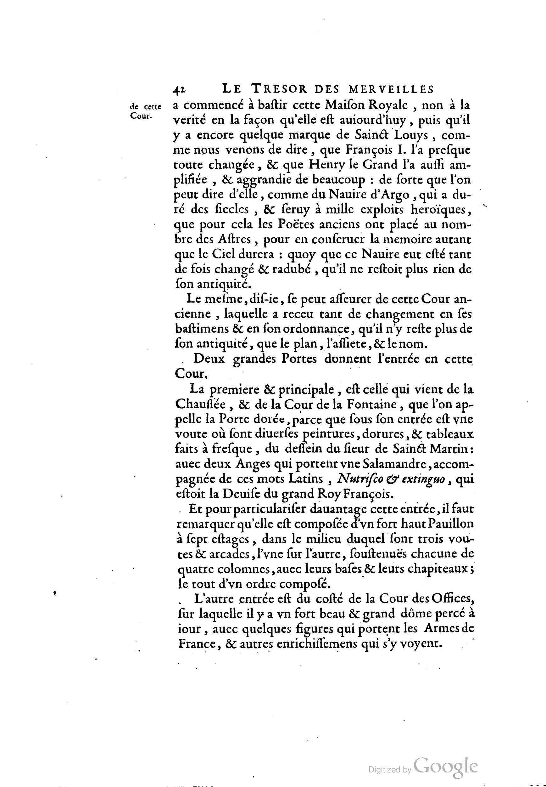 1642 - Sébastien Cramoisy - Trésor des merveilles de la maison royale de Fontainebleau - BM Lyon