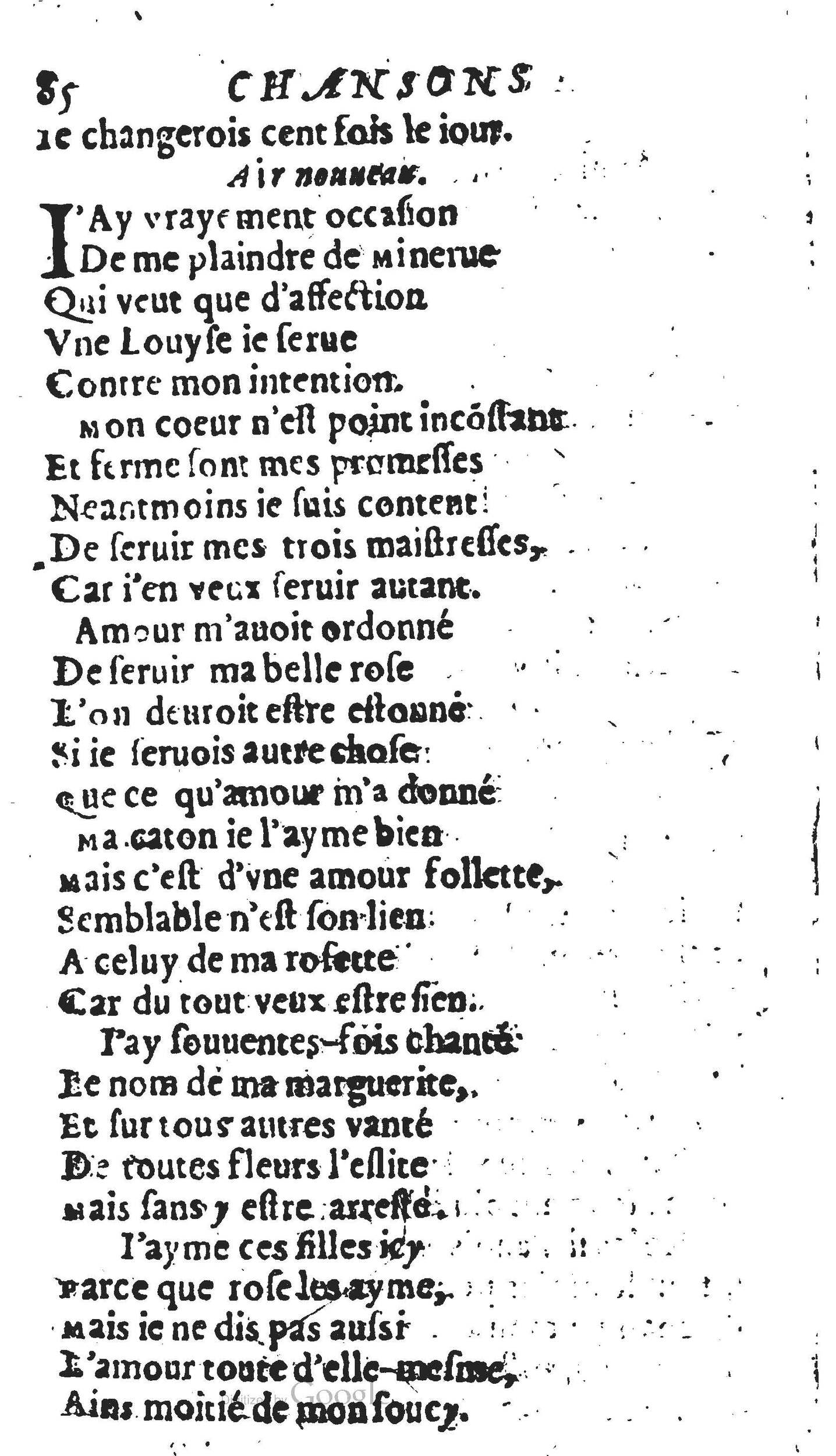 1606 - Théodore Reinsart - Trésor des chansons amoureuses recueillies des plus excellents airs de cour - Livre II - NK ČR Prague