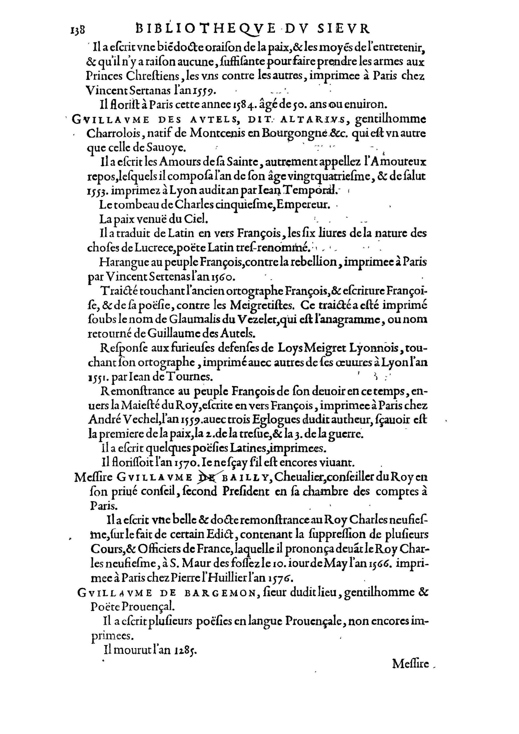 1584 - Abel L&#039;Angelier - Bibliothèques françaises - BnF