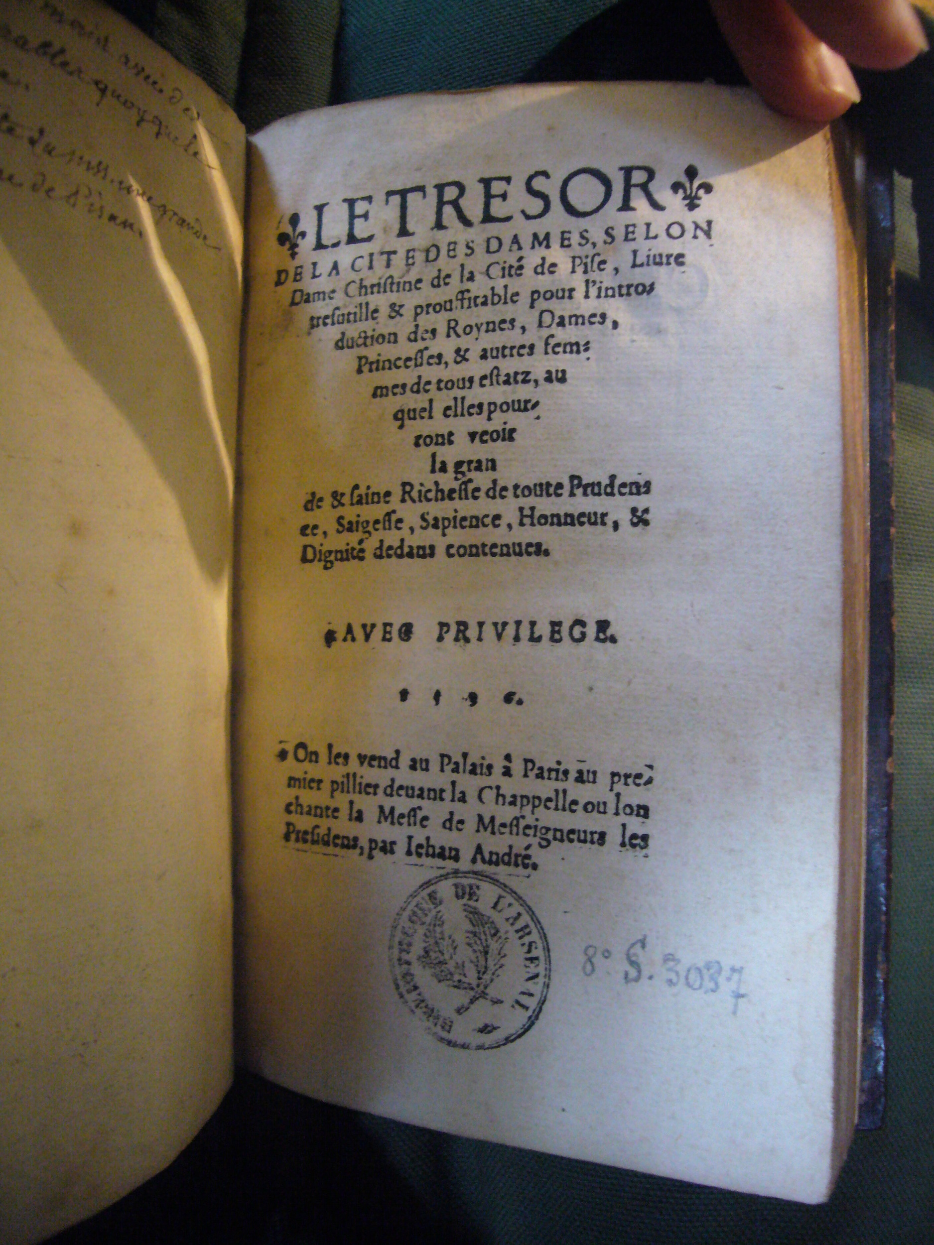 1536 - Jean André - Trésor de la cité des dames - BnF Arsenal