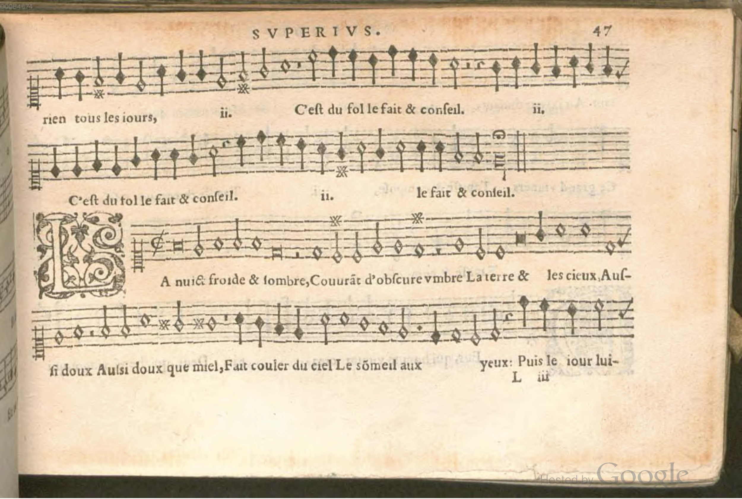 1576 - [Pierre de Saint-André] - Trésor de musique d’Orlande de Lassus Superius - BSB Munich