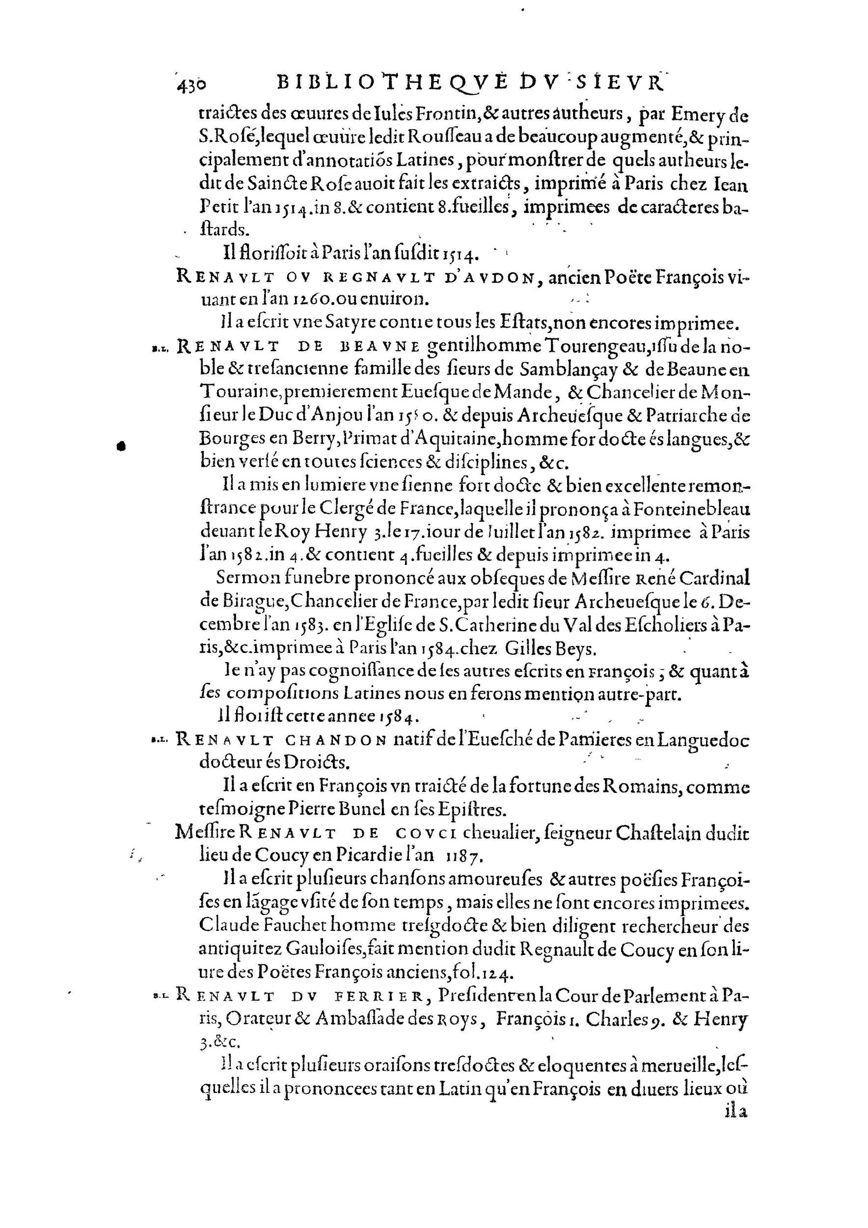 1584 - Abel L&#039;Angelier - Bibliothèques françaises - BnF