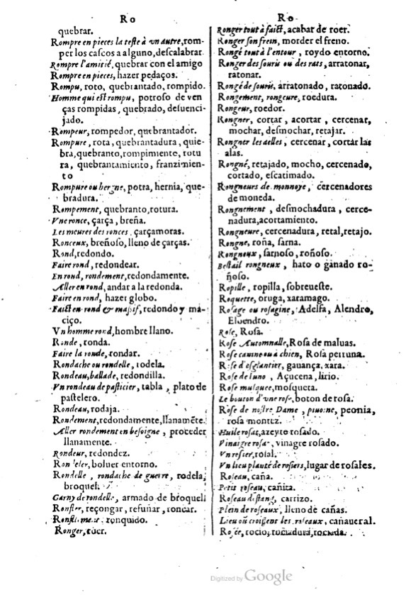 1621 - Adrian Tiffaine - Trésor des deux langues espagnole et française - BM Lyon