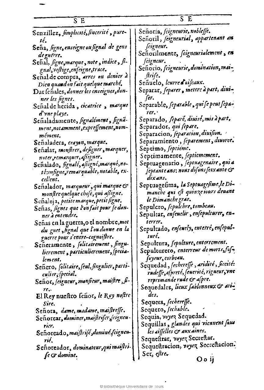 1607 - Marc Orry - Trésor des deux langues espagnole et française (Première et Seconde parties) - BU Tours