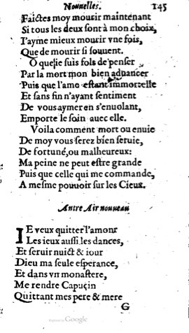 1623 - Jacques Cailloüé - Trésor ou recueil des chansons amoureuses - British Library