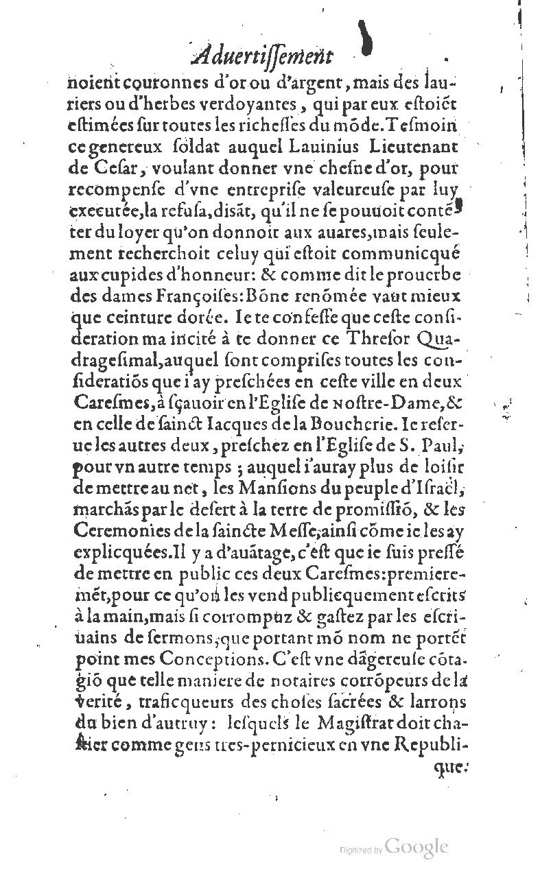 1607 - Nicolas Du Fossé - Trésor quadragésimal - T 01 - BM Lyon