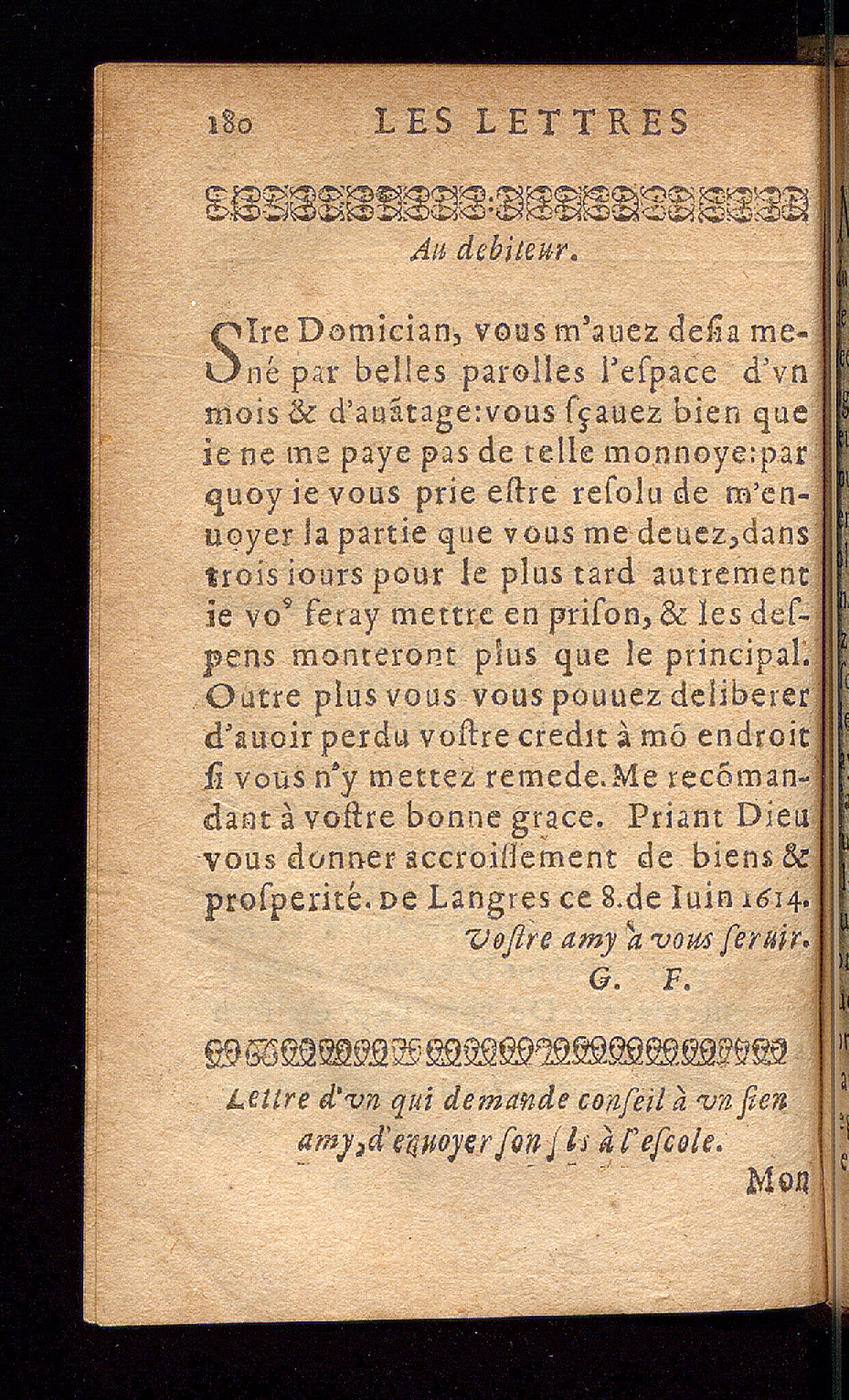 1614 - Barthélemy Vincent - Élite et Trésor des lettres missives - Bâle