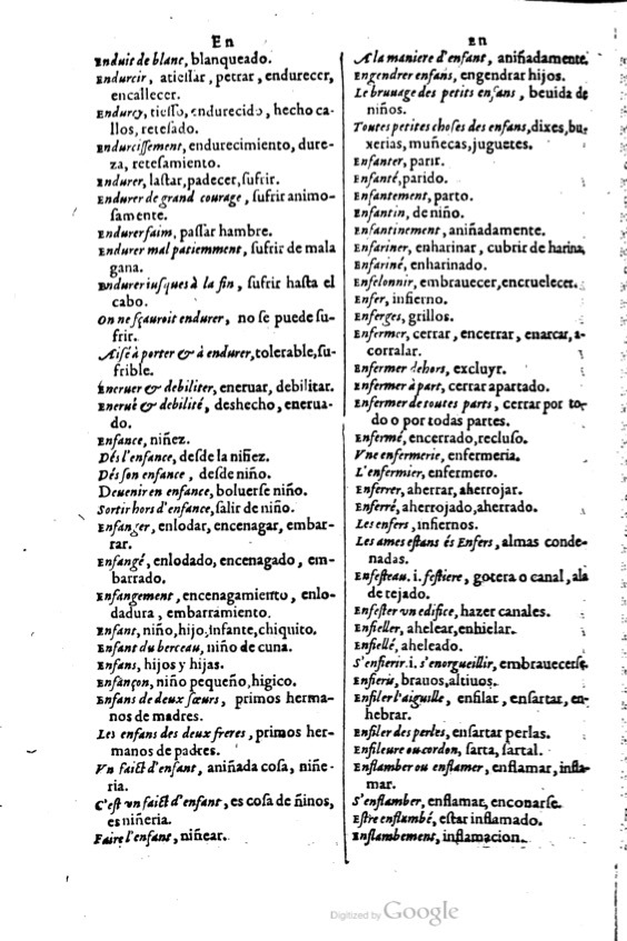 1621 - Adrian Tiffaine - Trésor des deux langues espagnole et française - BM Lyon