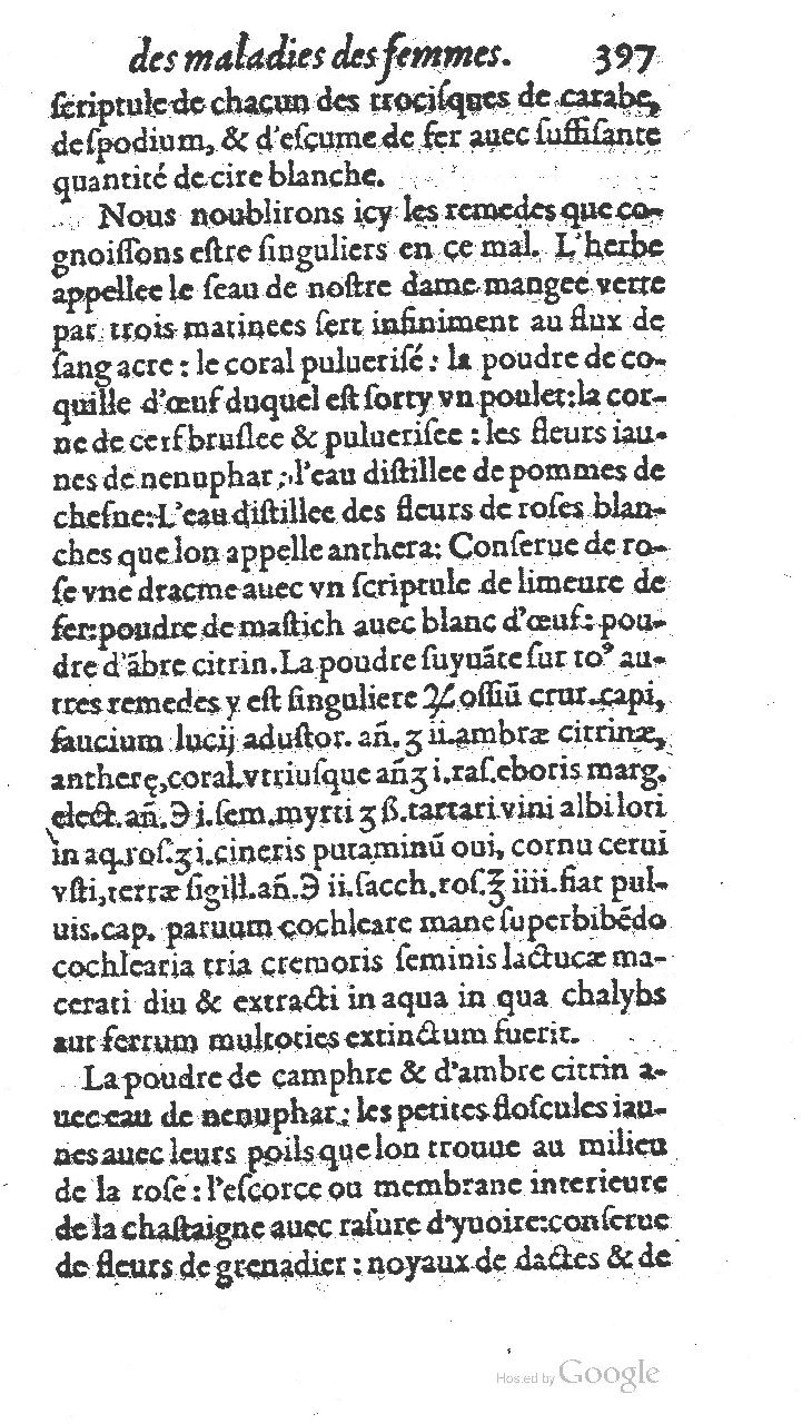 1585 - Jacques du Puis - Trésor des remèdes secrets pour les maladies des femmes - BnF