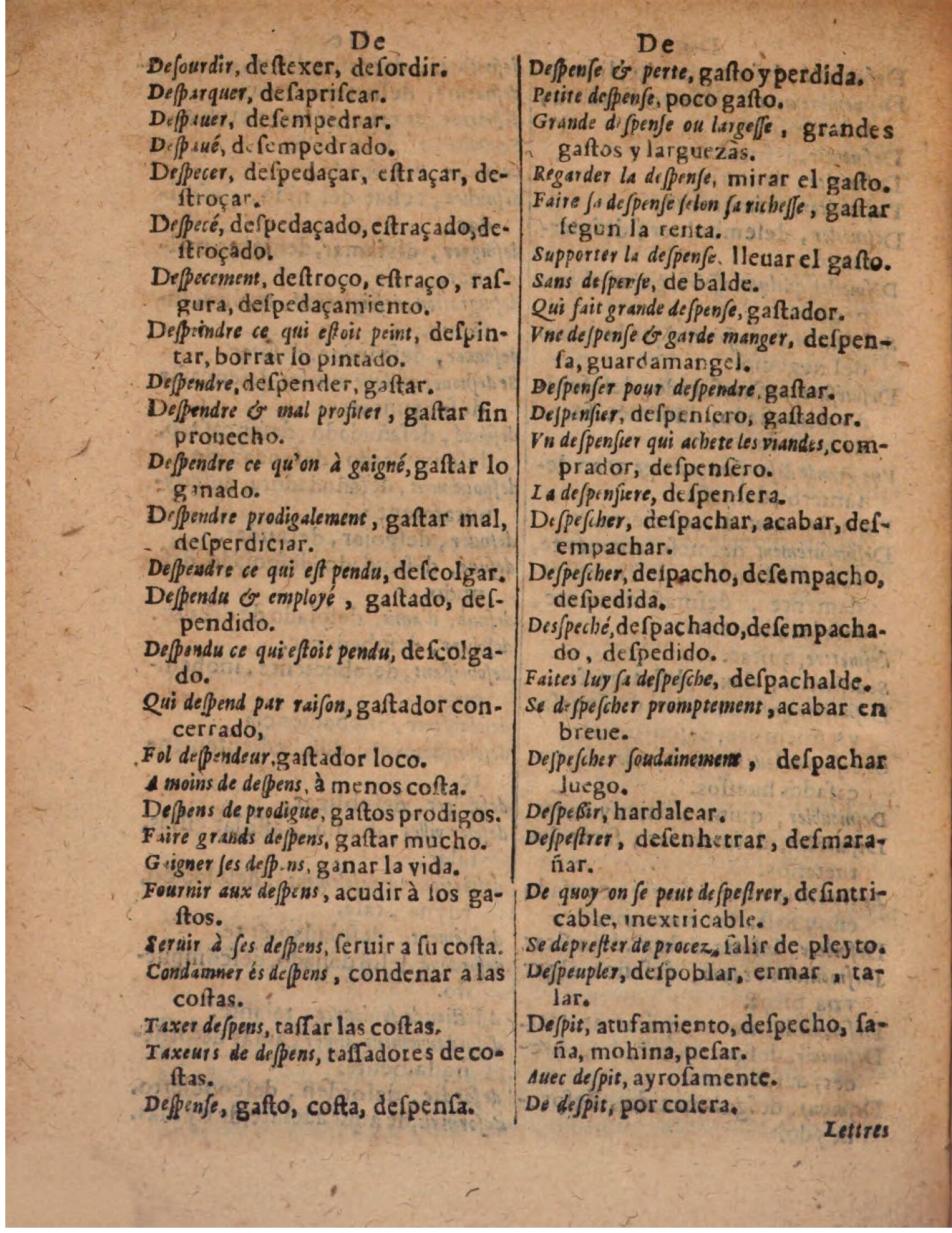 1624 - Hubert Antoine - Trésor des deux langues espagnole et française (Seconde partie) - BSB Munich