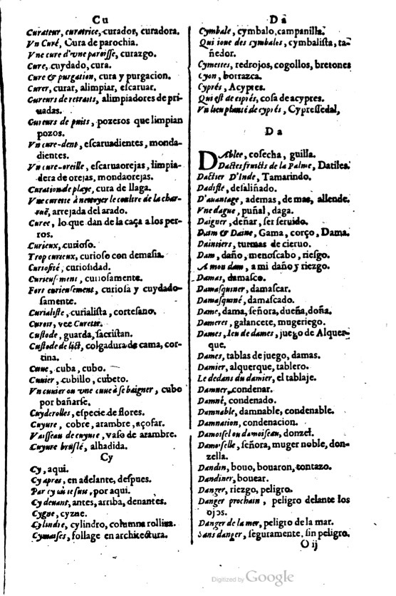 1621 - Adrian Tiffaine - Trésor des deux langues espagnole et française - BM Lyon