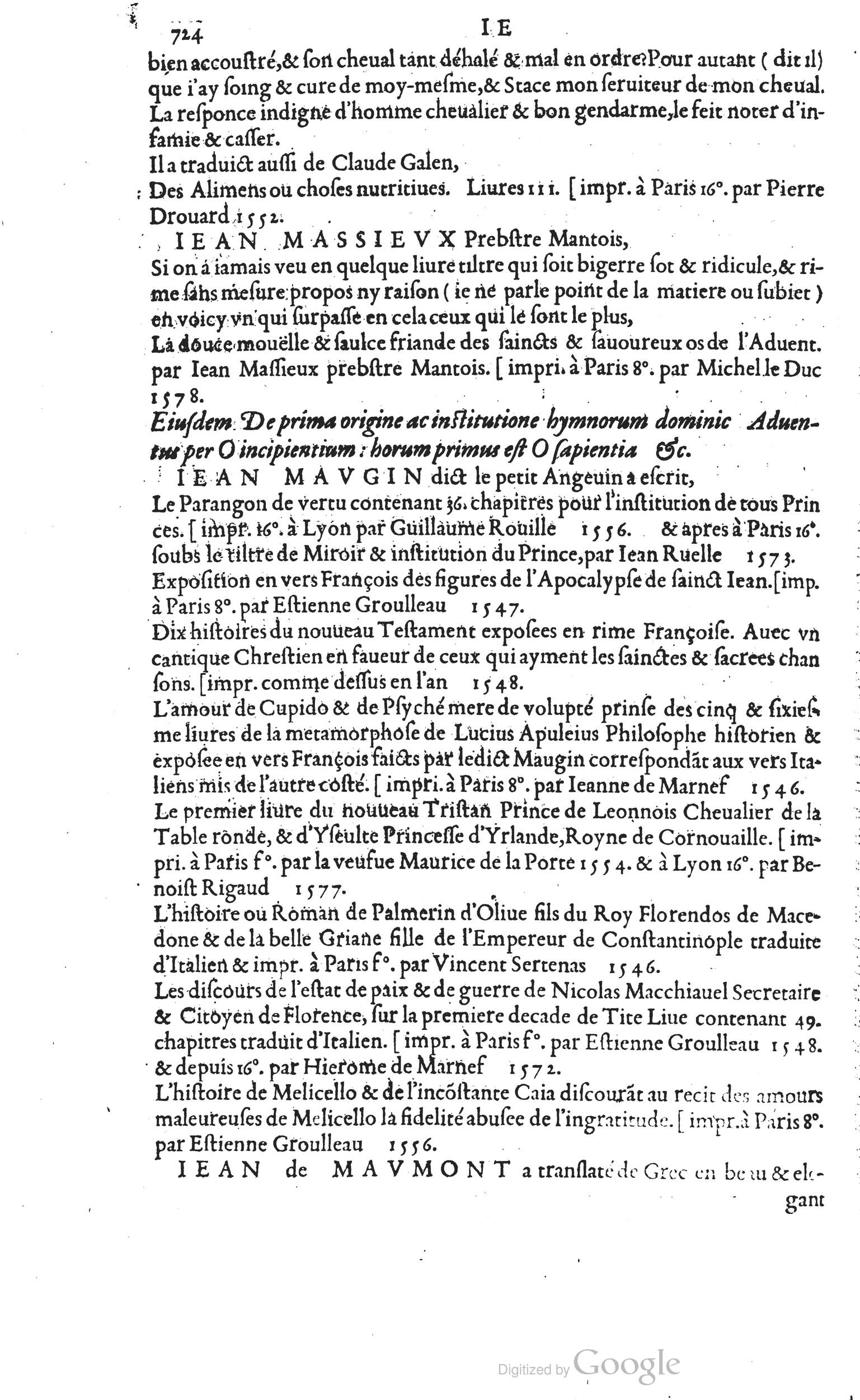1585 - Barthélemy Honorat - Bibliothèques françaises - BSB Munich
