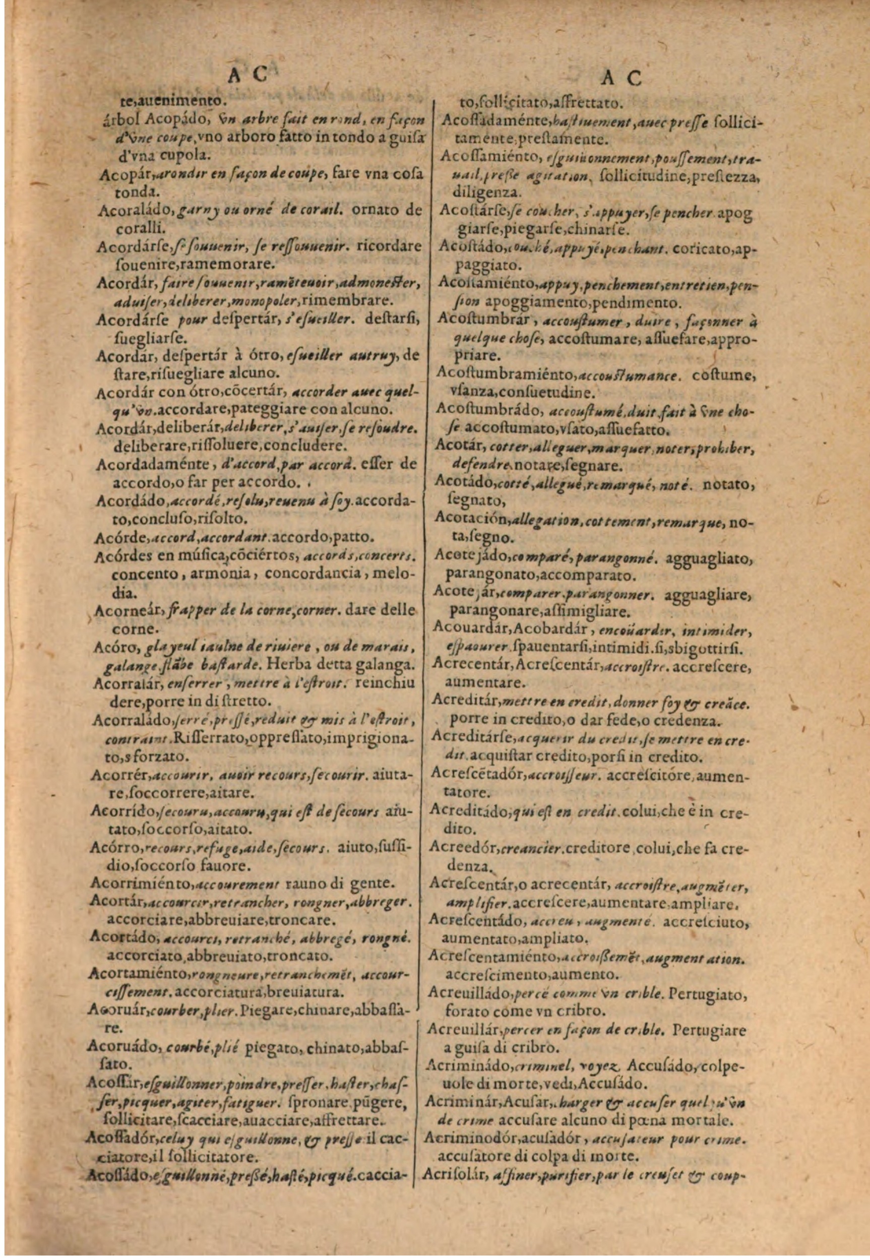 1606 - Samuel Crespin - Thresor des trois langues, francoise, italiene et espagnolle - BSB Munich