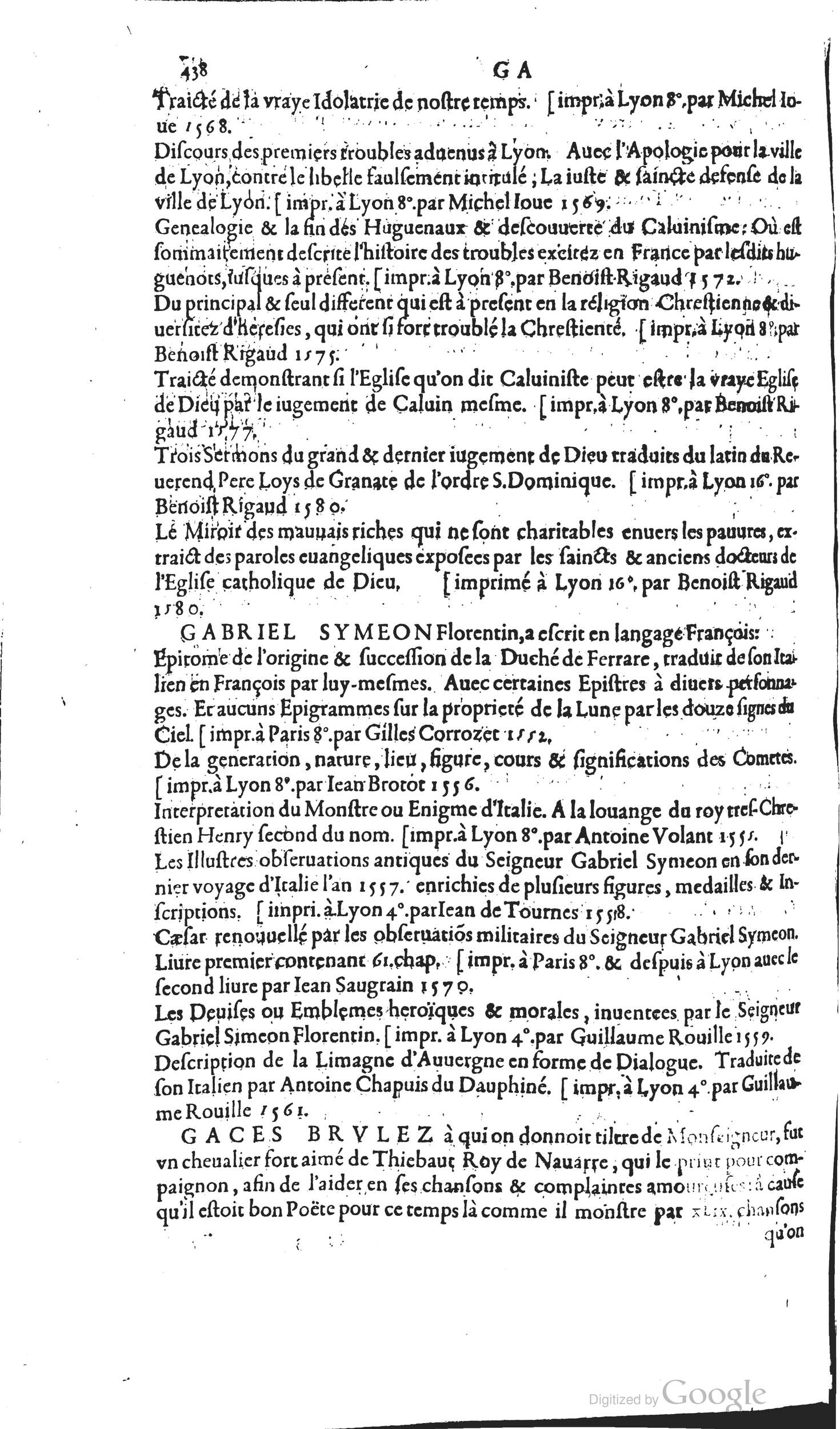 1585 - Barthélemy Honorat - Bibliothèques françaises - BSB Munich