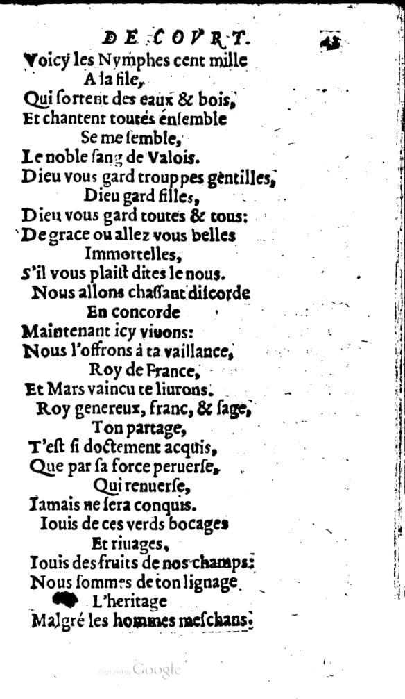 1606 - Théodore Reinsart - Trésor des chansons amoureuses recueillies des plus excellents airs de cour - Livre I - NK ČR Prague