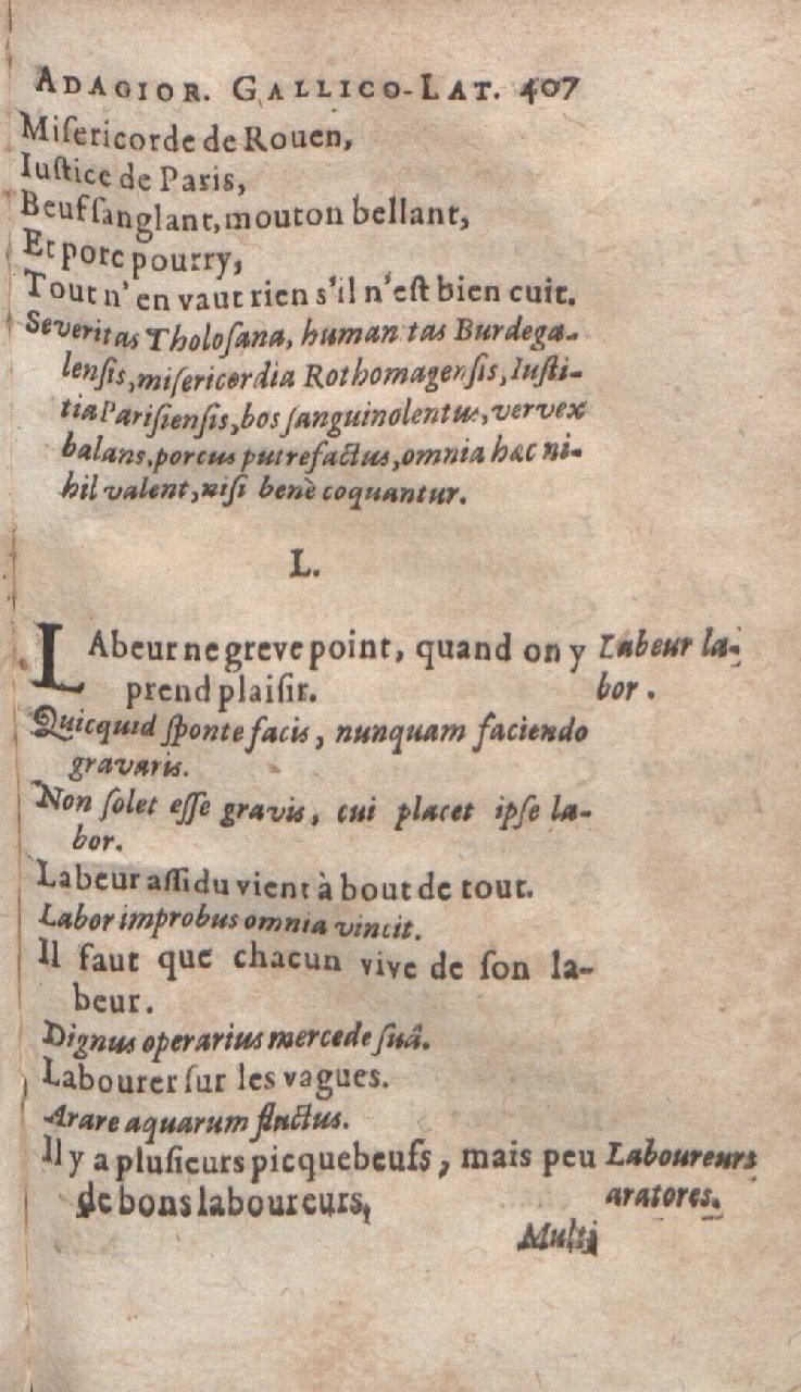 1612 - Dominicus Custos - Trésor des proverbes français  - Bibliopol-Olomuc