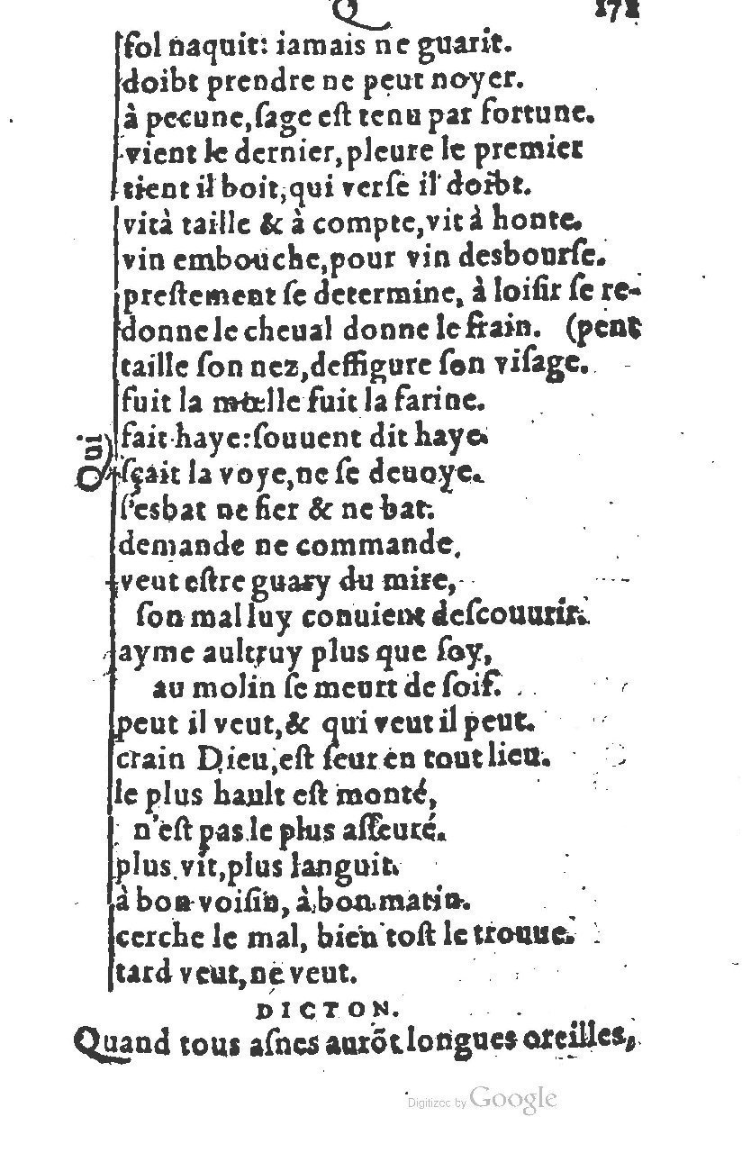 1581 - Nicolas Bonfons  - Trésor des sentences dorées - Princeton