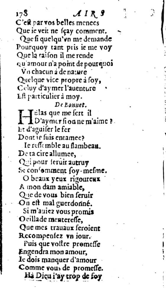 1606 - Théodore Reinsart - Trésor des chansons amoureuses recueillies des plus excellents airs de cour - Livre I - NK ČR Prague