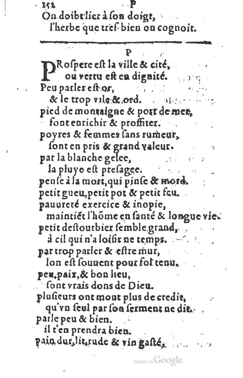 1581 - Nicolas Bonfons  - Trésor des sentences dorées - Princeton
