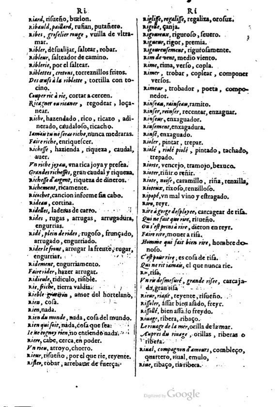 1621 - Adrian Tiffaine - Trésor des deux langues espagnole et française - BM Lyon