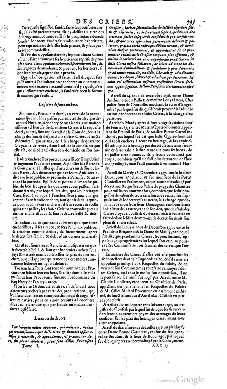 1629 - Veuve Nicolas Buon - Trésor du droit français (29620 T. 1) - BM Lyon
