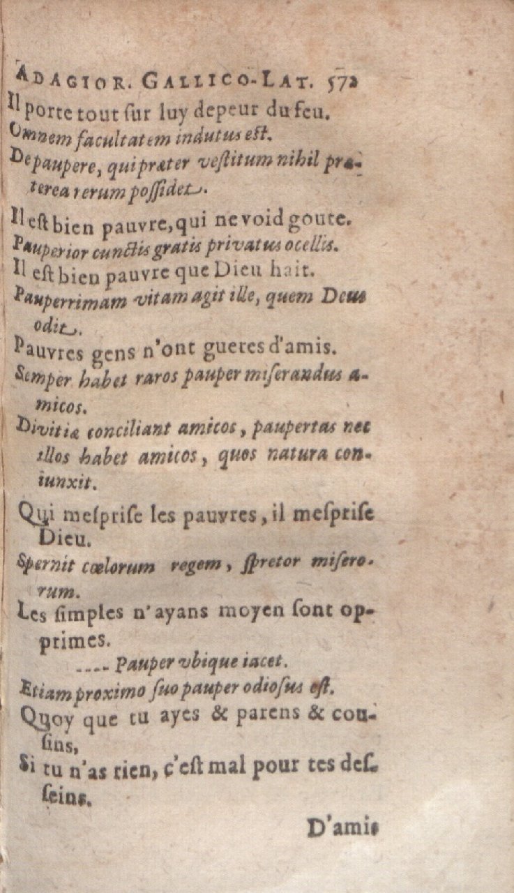 1612 - Dominicus Custos - Trésor des proverbes français  - Bibliopol-Olomuc