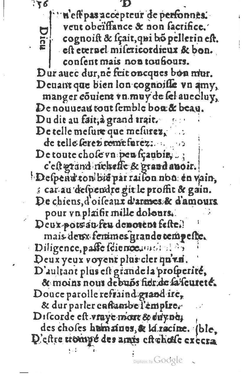 1581 - Nicolas Bonfons  - Trésor des sentences dorées - Princeton