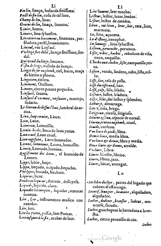 1621 - Adrian Tiffaine - Trésor des deux langues espagnole et française - BM Lyon