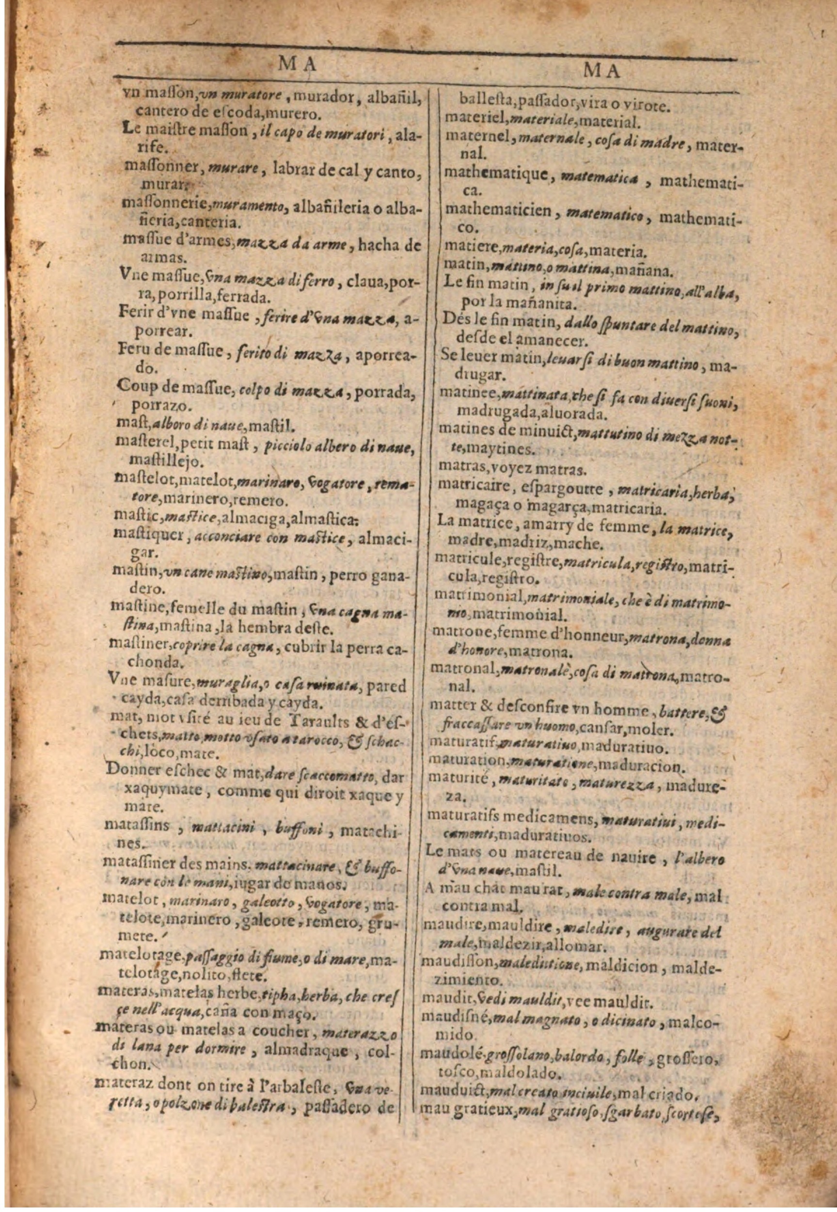1609 - Philippe Albert et Alexandre Pernet - Trésor des trois langues française, italienne et espagnole (Seconde partie) - BSB Munich