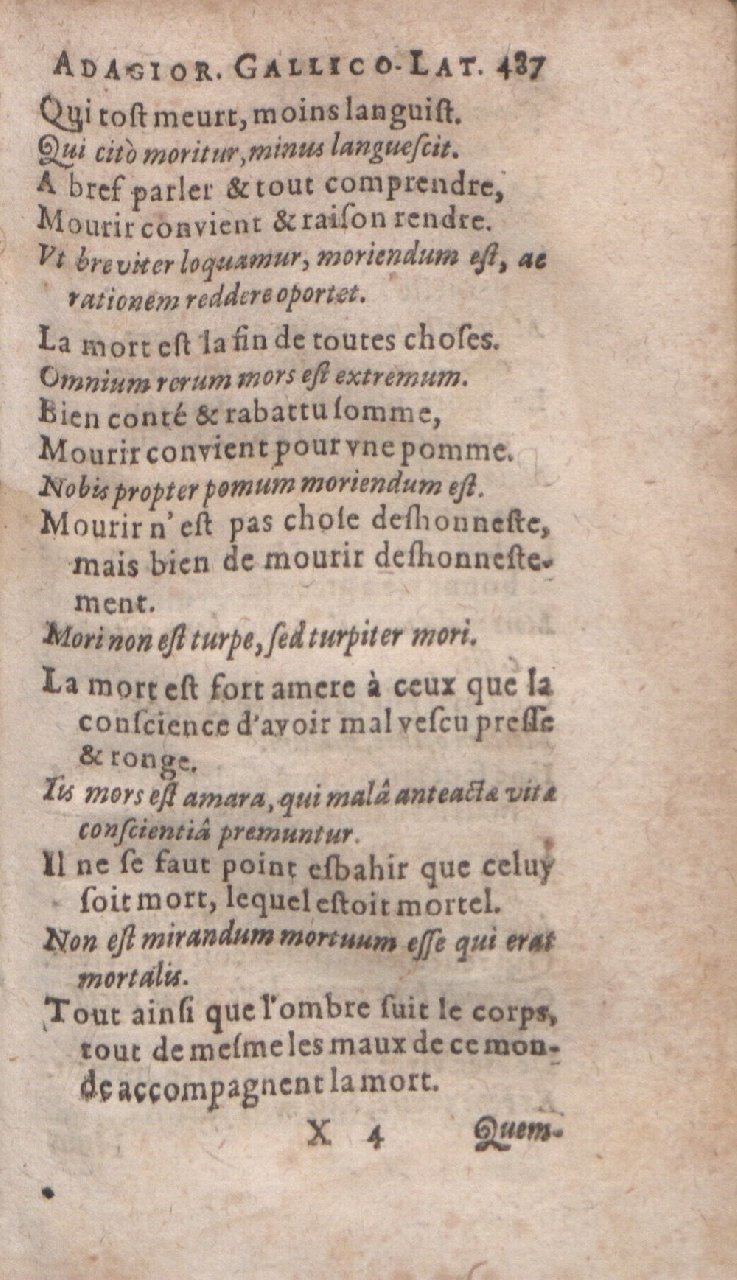 1612 - Dominicus Custos - Trésor des proverbes français  - Bibliopol-Olomuc