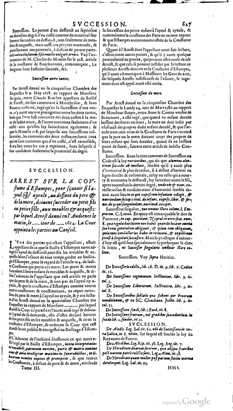 1629 - Veuve Nicolas Buon - Trésor du droit français (21754 T. 3) - BM Lyon