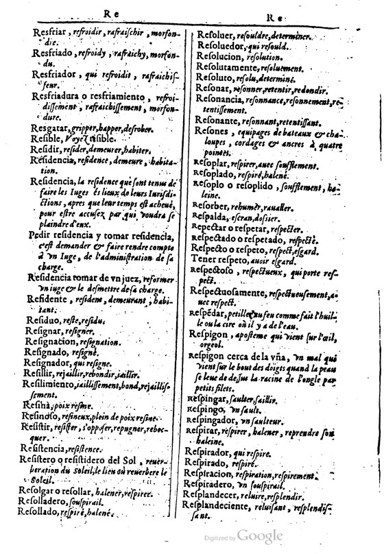 1616 - Veuve Marc Orry - Trésor des deux langues espagnole et française (Première et Seconde parties) - BM Lyon