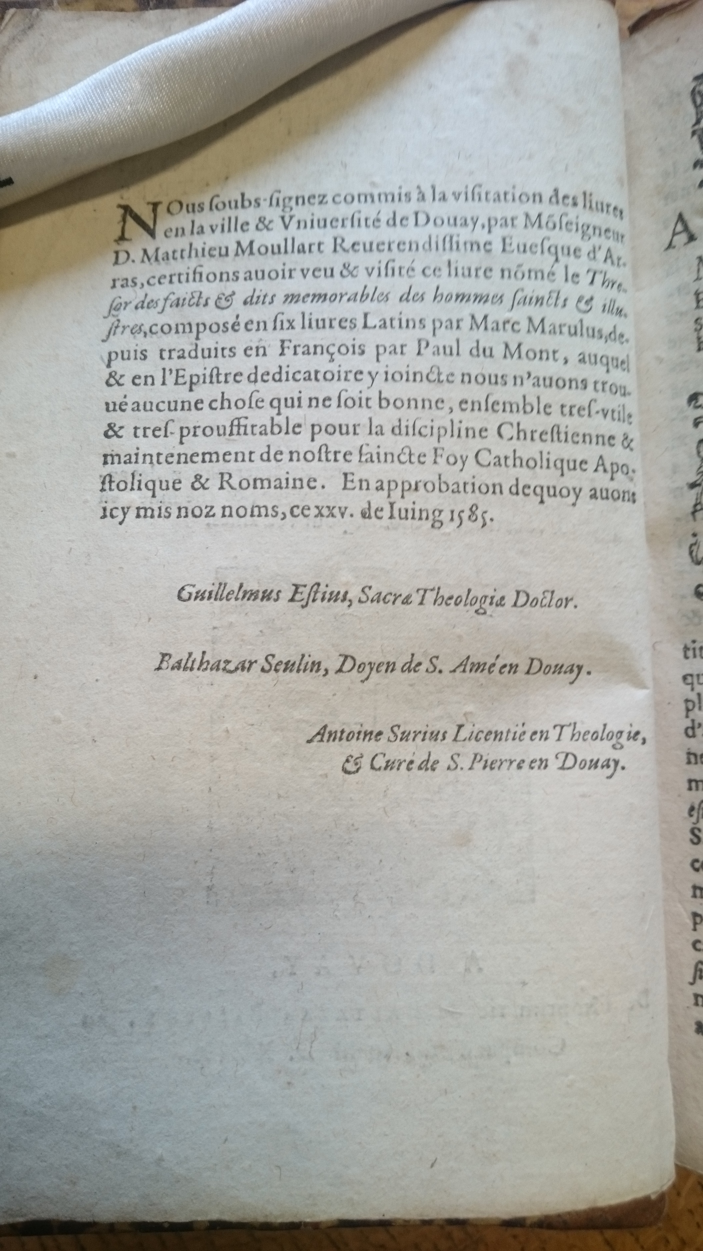 1599 - Balthazar Bellère - Trésor des faits et dits mémorables des hommes saints et illustres - Douai Quincy