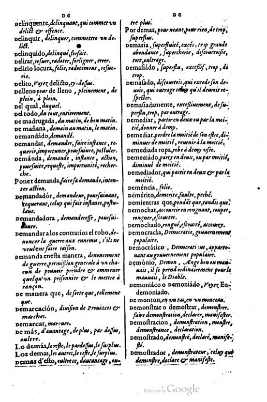 1621 - Adrian Tiffaine - Trésor des deux langues espagnole et française - BM Lyon