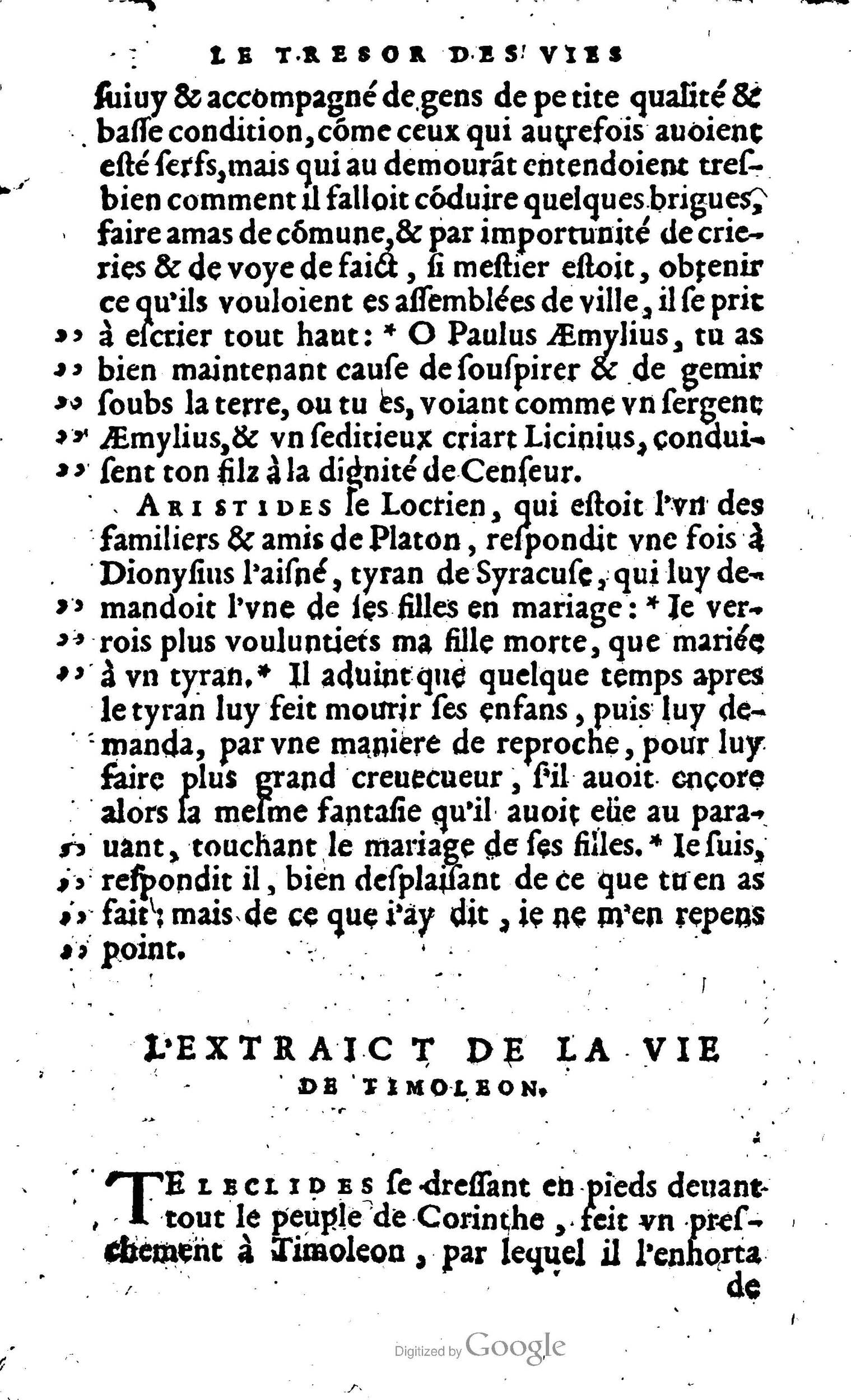 1568 - Willem Silvius - Trésor des vies de Plutarque - Anvers Plantin-Moretus