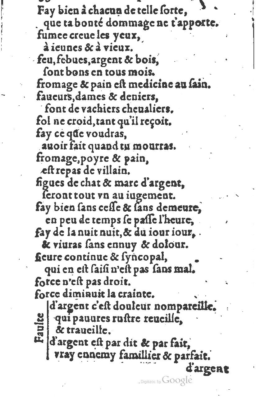 1581 - Nicolas Bonfons  - Trésor des sentences dorées - Princeton