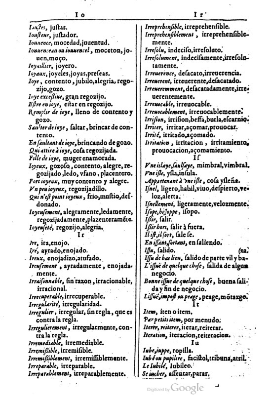 1616 - Veuve Marc Orry - Trésor des deux langues espagnole et française (Première et Seconde parties) - BM Lyon