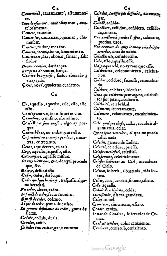 1621 - Adrian Tiffaine - Trésor des deux langues espagnole et française - BM Lyon