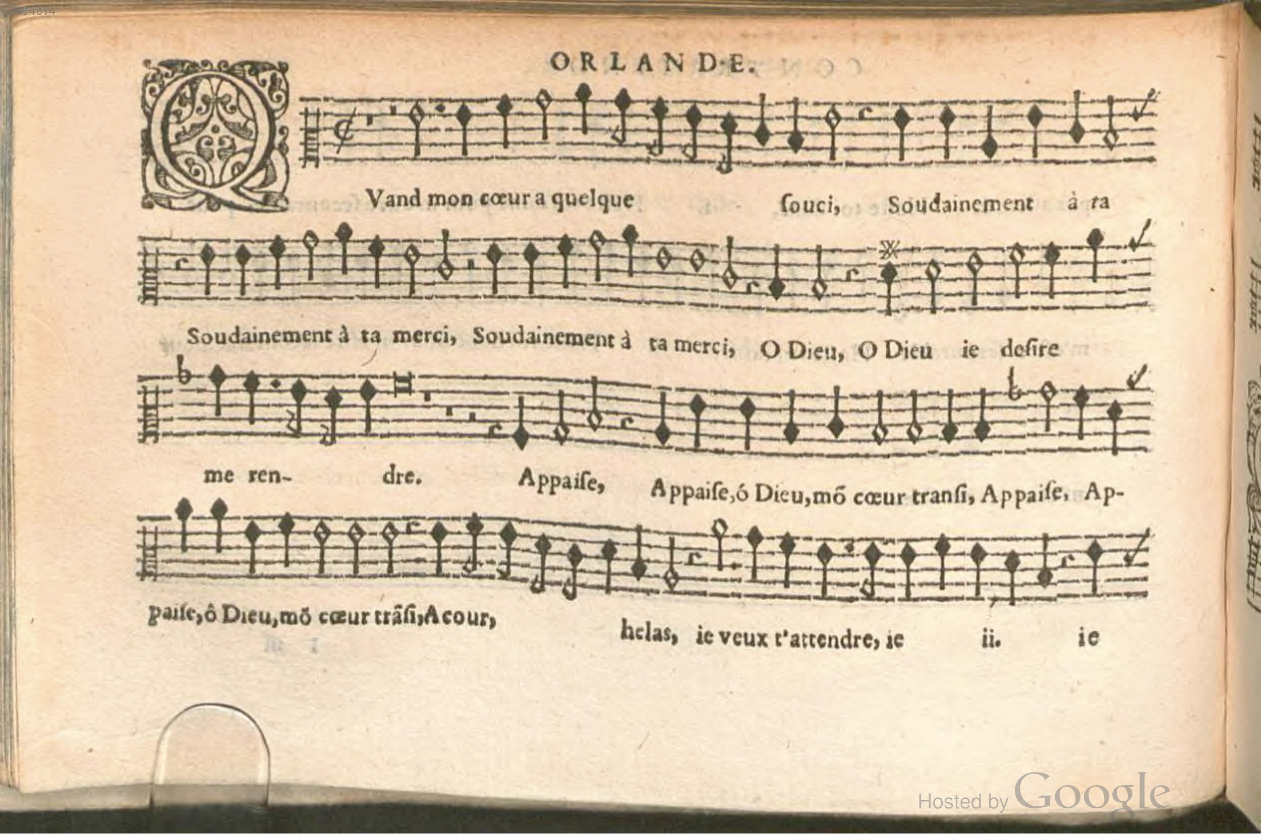 1576 - [Pierre de Saint-André] - Trésor de musique d’Orlande de Lassus Contratenor - BSB Munich