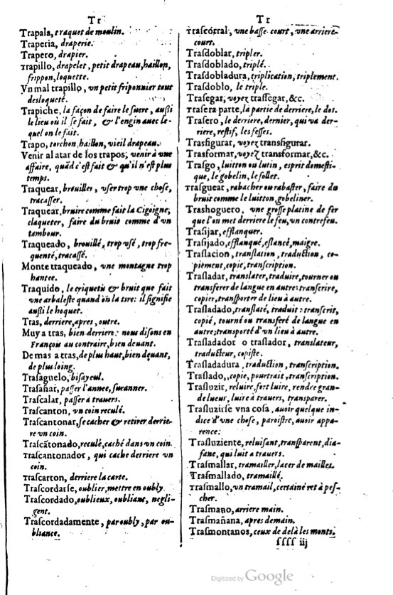 1621 - Adrian Tiffaine - Trésor des deux langues espagnole et française - BM Lyon