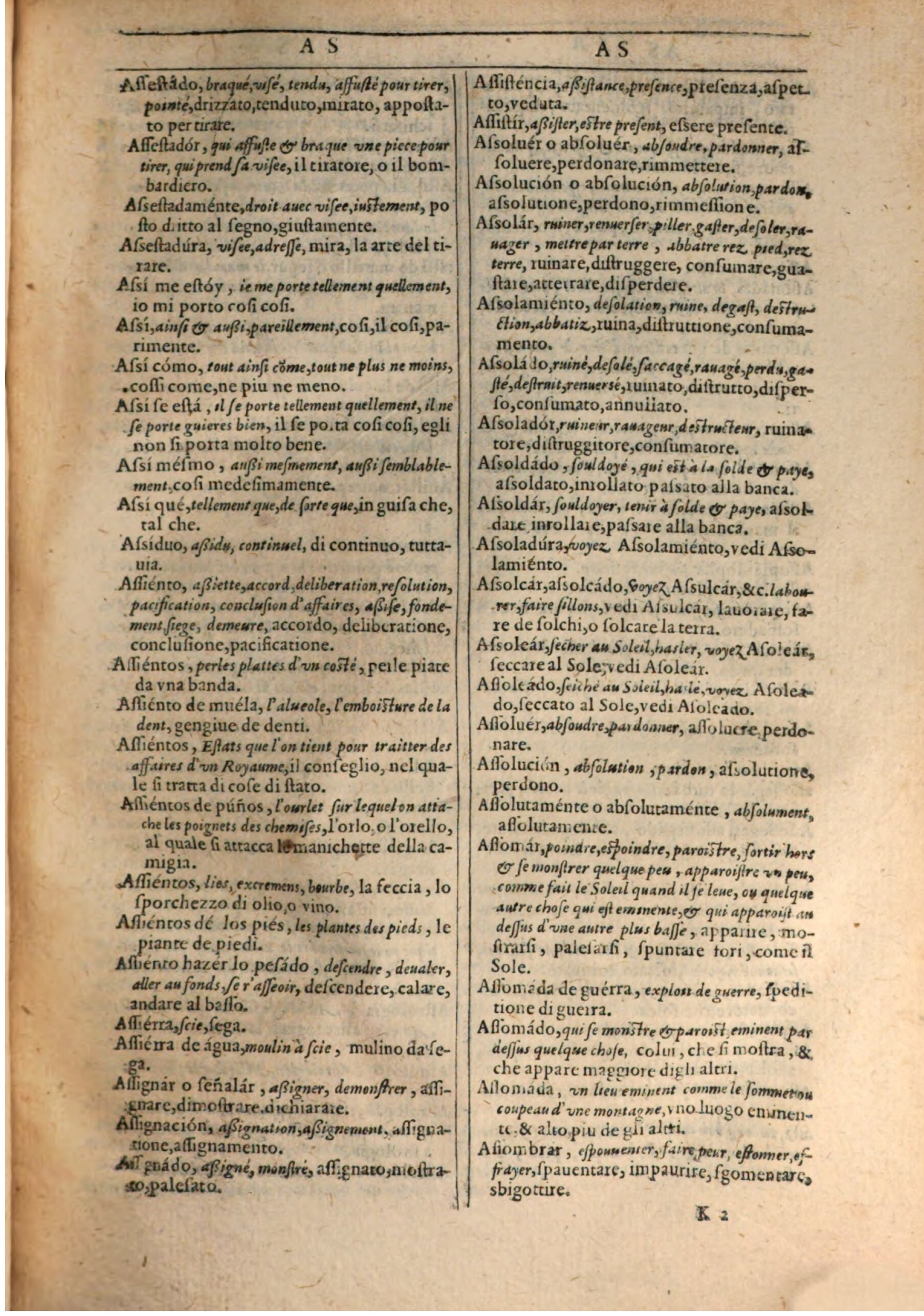 1609 - Philippe Albert et Alexandre Pernet - Trésor des trois langues française, italienne et espagnole (Première partie) - BSB Munich
