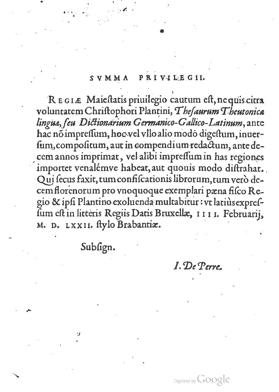 1573 - Christophe Plantin - Trésor du langage bas-allemand - BM Lyon 1573 - Christophe Plantin - Trésor du langage bas-allemand - BM Lyon