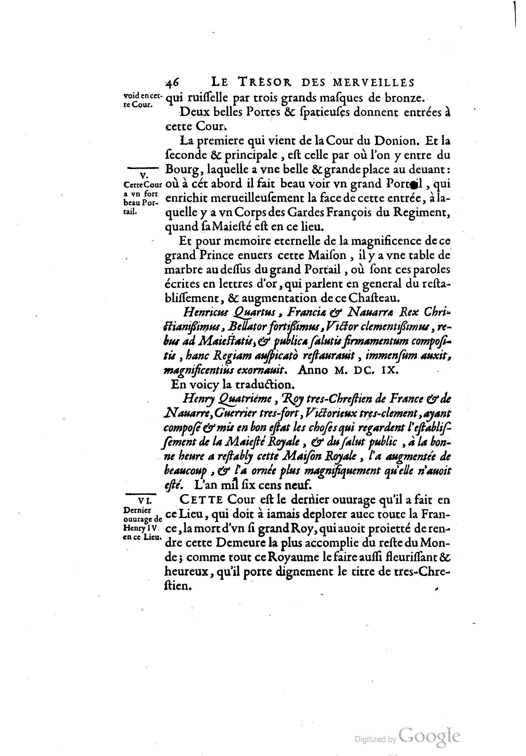 1642 - Sébastien Cramoisy - Trésor des merveilles de la maison royale de Fontainebleau - BM Lyon